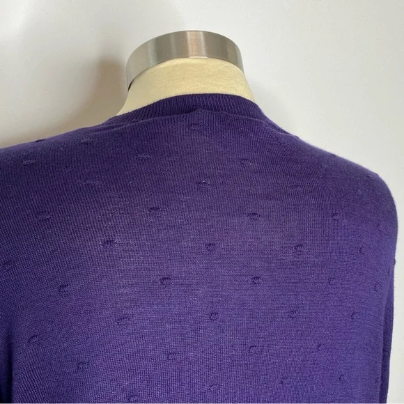 August Silk Heritage Purple Swiss Dot Button Front Cardigan Sweater - Picture 4 of 7
